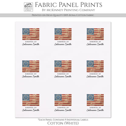 Quilt Labels - Betsy Ross Flag, Quilts of Valor, Patriotic, American Flag, Sewing, Handmade, Personalized, Custom, Quilting, Tag