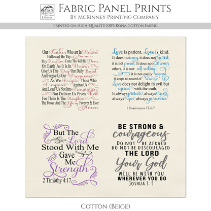 Love is Patient - Christian Fabric, Small Print, Joshua 1:9, Our Father, Prayer Quilt, Pocket Prayer, Quilting, Sewing