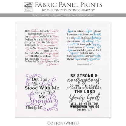 Love is Patient - Christian Fabric, Small Print, Joshua 1:9, Our Father, Prayer Quilt, Pocket Prayer, Quilting, Sewing