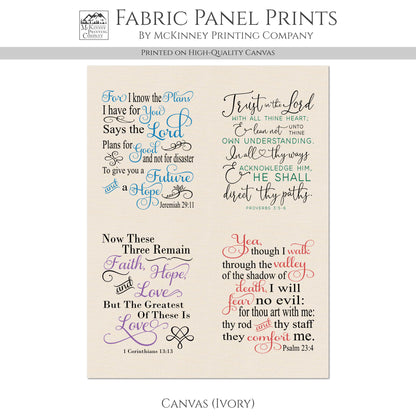 Trust In The Lord - Fabric Panel, Psalm 23, Jeremiah 29, Proverbs, Prayer Quilt, Pocket Prayer, Christian, Quilting
