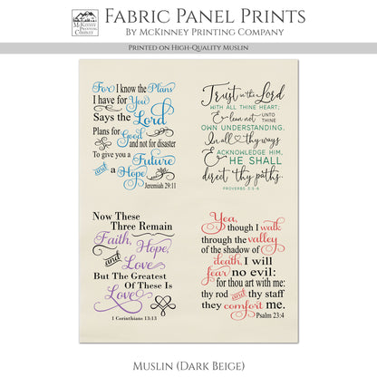 Trust In The Lord - Fabric Panel, Psalm 23, Jeremiah 29, Proverbs, Prayer Quilt, Pocket Prayer, Christian, Quilting