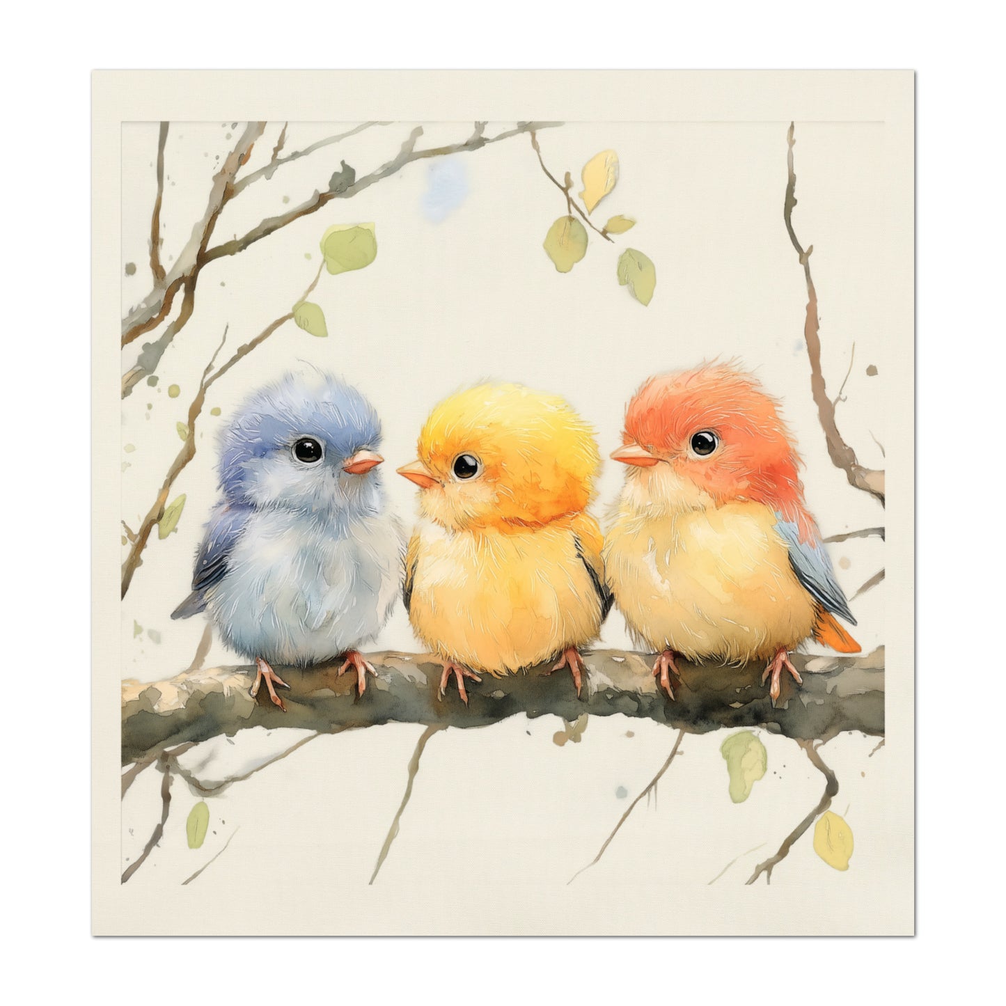 Bird Fabric Panel - Baby Fabric Panels, Canvas, Woodland Animal, Nursery Décor, Quilt Block, Wall Art, Cotton, Quilting
