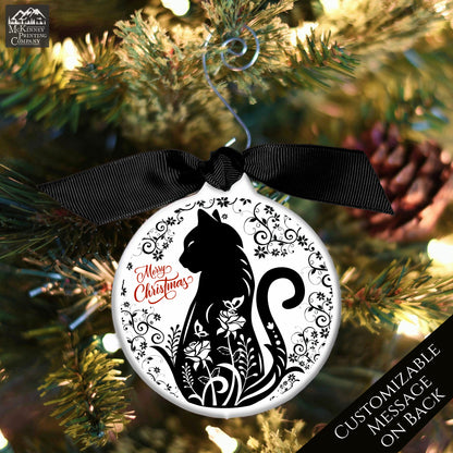 Black Cat Ornament - Cat Lover Gift, Personalized, Custom, Christmas