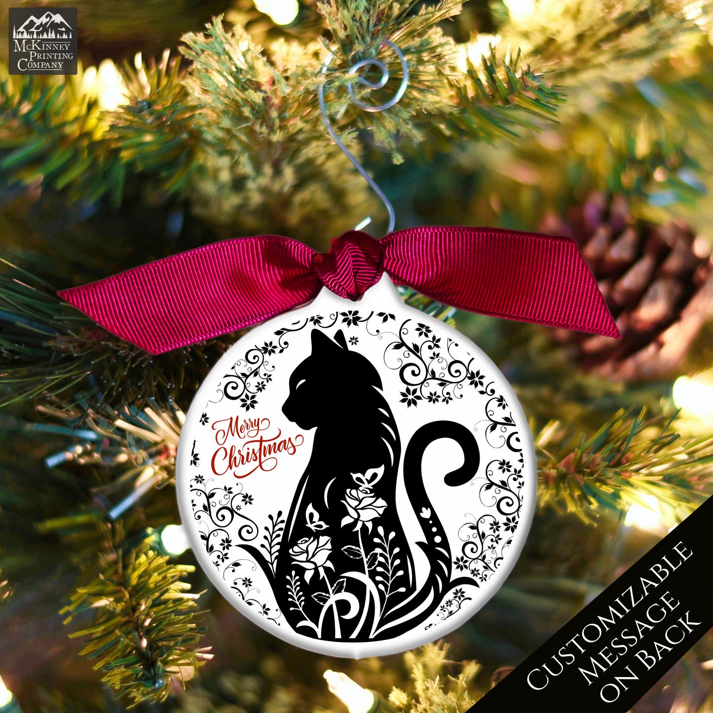 Black Cat Ornament - Cat Lover Gift, Personalized, Custom, Christmas