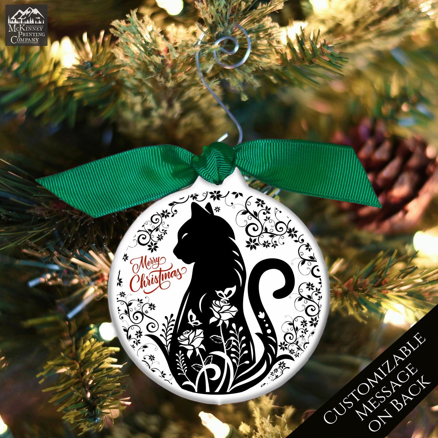 Black Cat Ornament - Cat Lover Gift, Personalized, Custom, Christmas