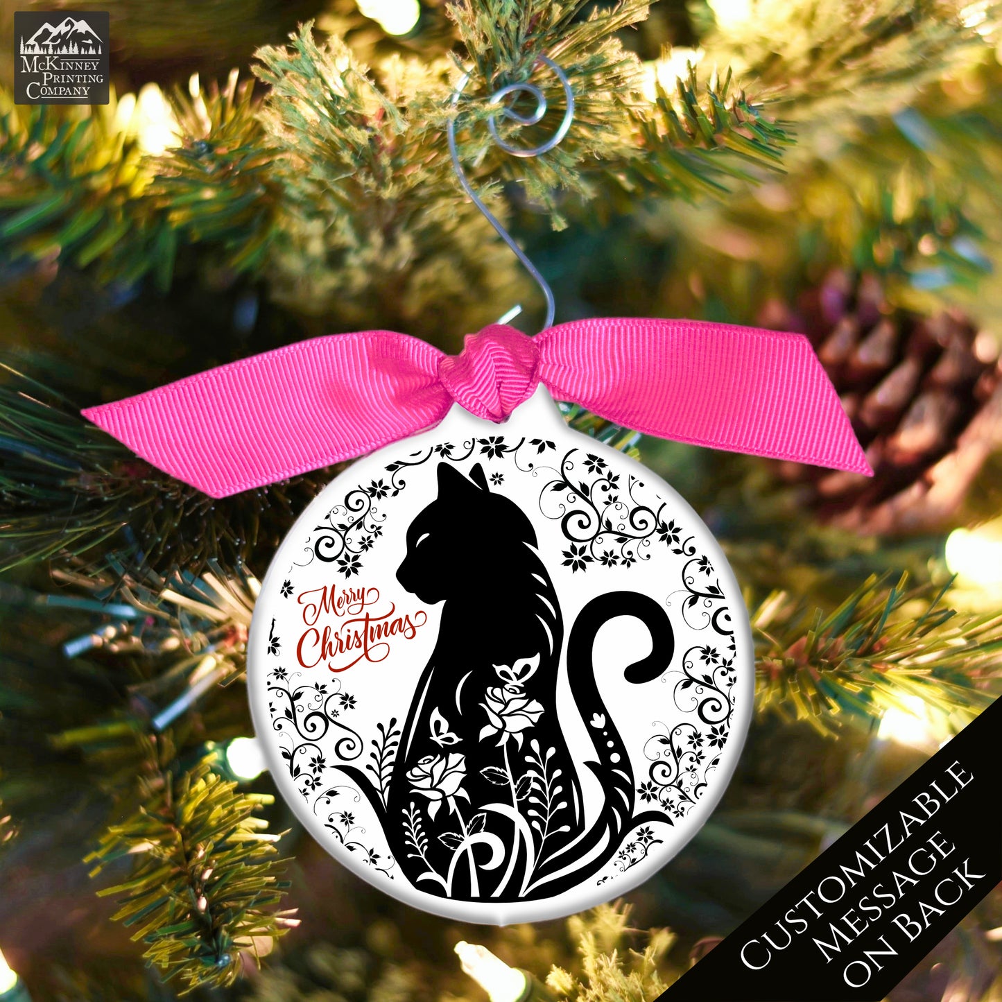 Black Cat Ornament - Cat Lover Gift, Personalized, Custom, Christmas