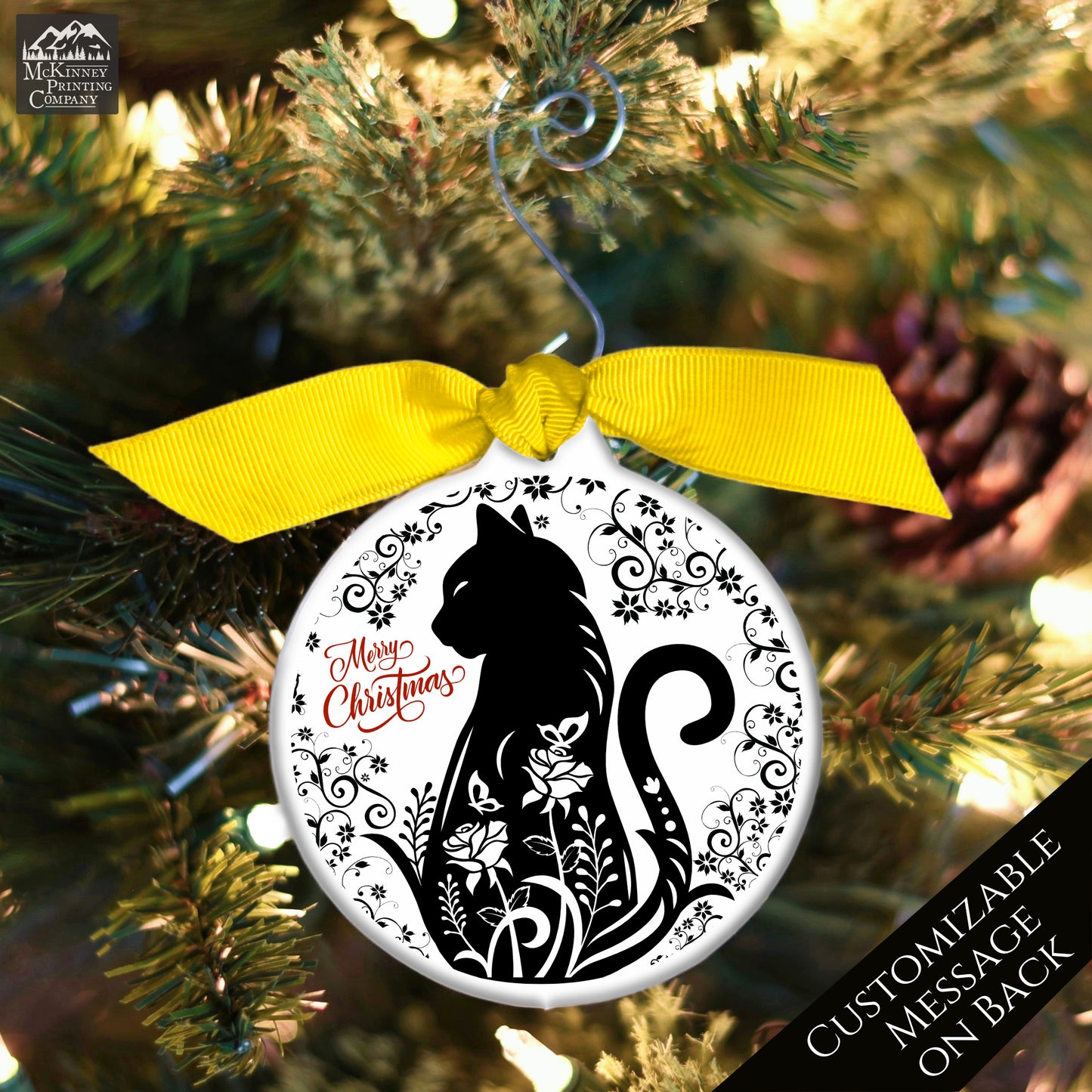 Black Cat Ornament - Cat Lover Gift, Personalized, Custom, Christmas