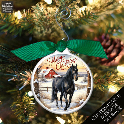 Horse Christmas Ornaments - Black, Personalized, Riding, Racing, Gifts