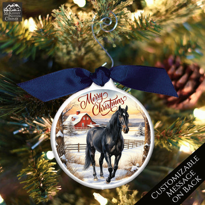 Horse Christmas Ornaments - Black, Personalized, Riding, Racing, Gifts