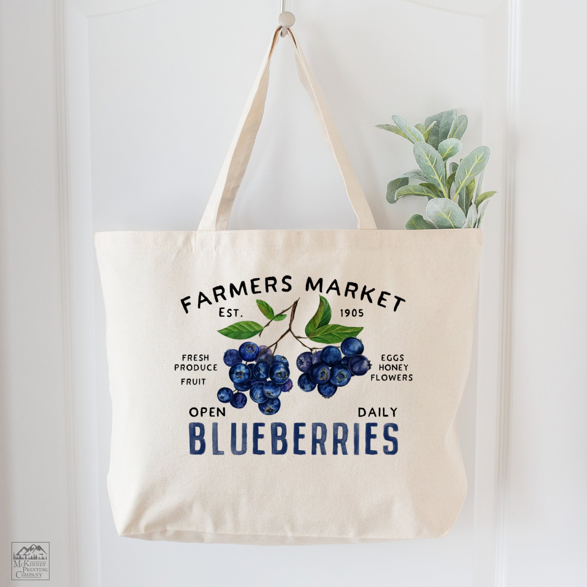 Blueberry Tote Bag, Blueberry Gift, Everyday Tote Bag with Zipper, Farmers Market
