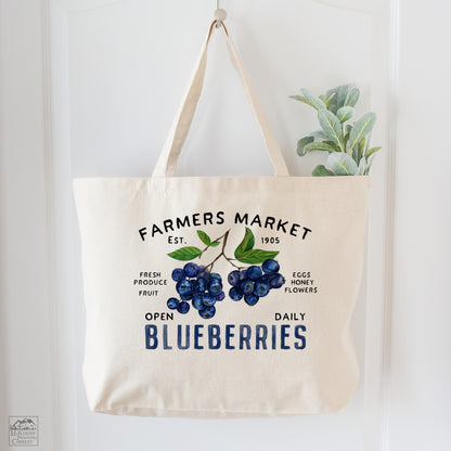 Blueberry Tote Bag, Blueberry Gift, Everyday Tote Bag with Zipper, Farmers Market