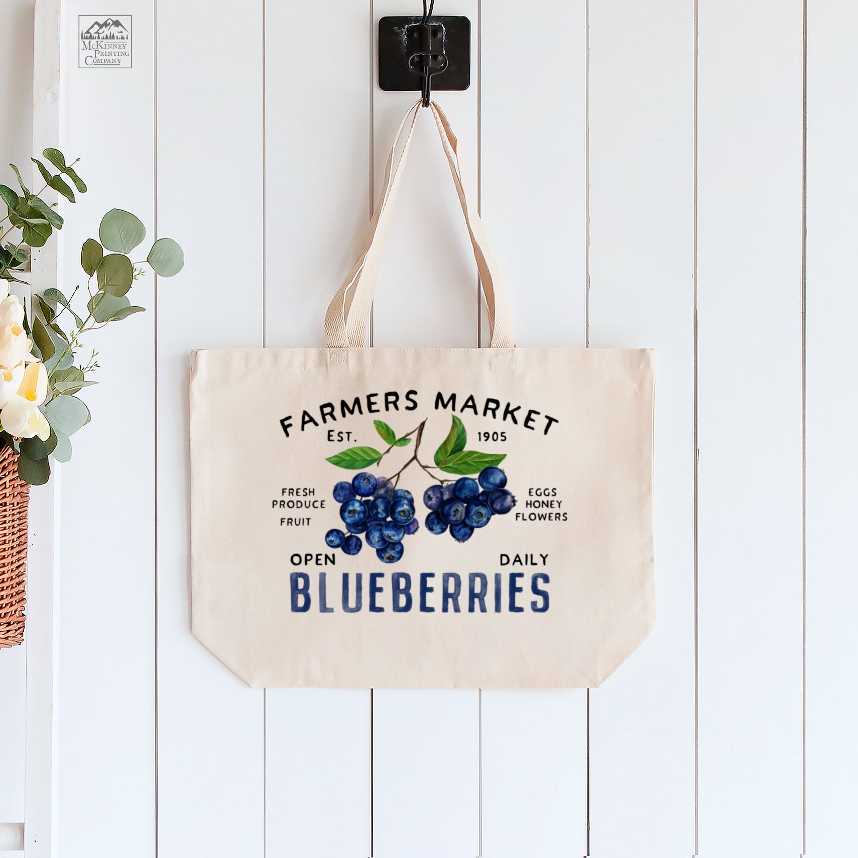 Blueberry Tote Bag, Blueberry Gift, Everyday Tote Bag with Zipper, Farmers Market