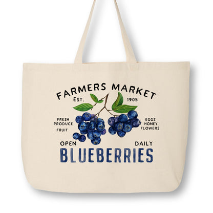 Blueberry Tote Bag, Blueberry Gift, Everyday Tote Bag with Zipper, Farmers Market