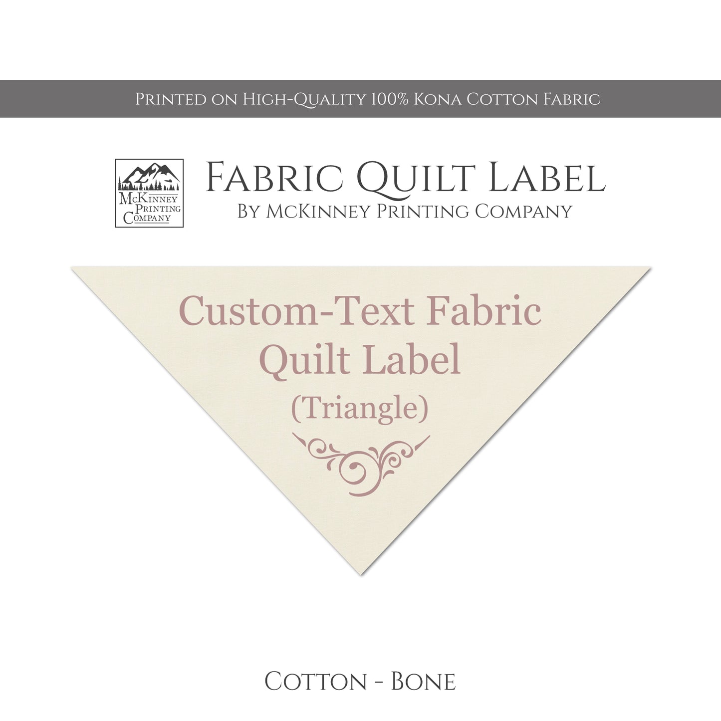 Quilt Label - Custom Text, Triangle, Tag, Quilt Labels, Blanket, Pillow, Crafts, Cotton, Muslin, Canvas, Personalized