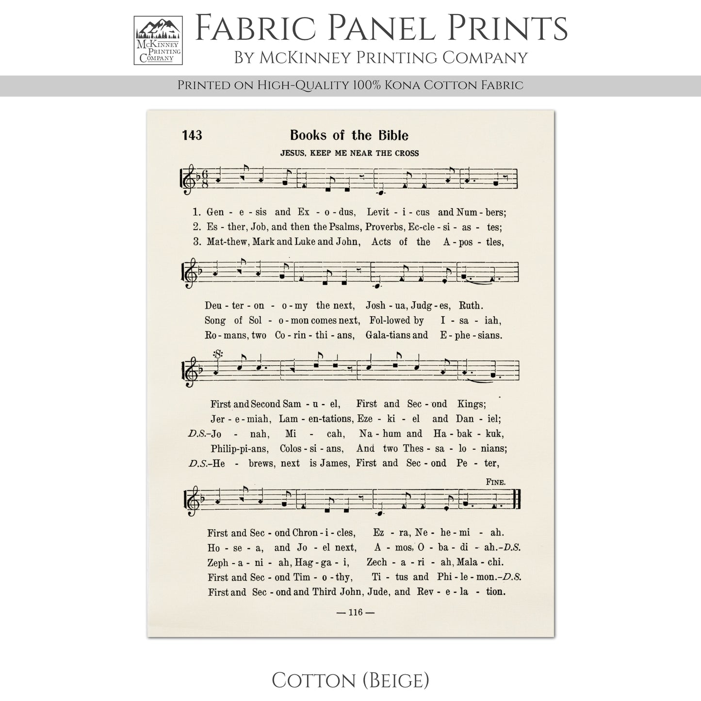 Books of the Bible - Christian Fabric, Religious, Hymn Wall Art, Vintage Sheet Music, Choral, Piano, Quilting, Quilt, Cotton, Sewing, Cotton
