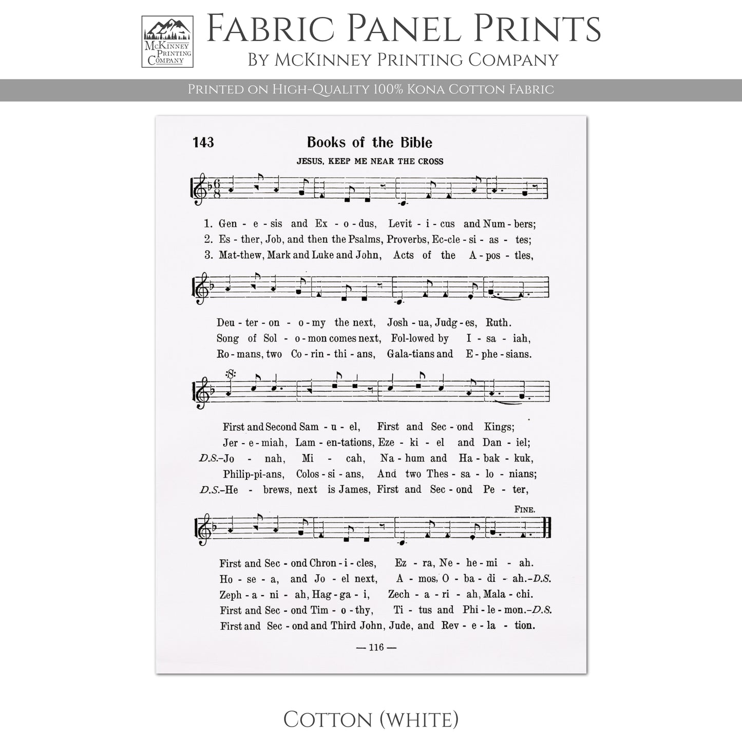 Books of the Bible - Christian Fabric, Religious, Hymn Wall Art, Vintage Sheet Music, Choral, Piano, Quilting, Quilt, Cotton, Sewing, Cotton