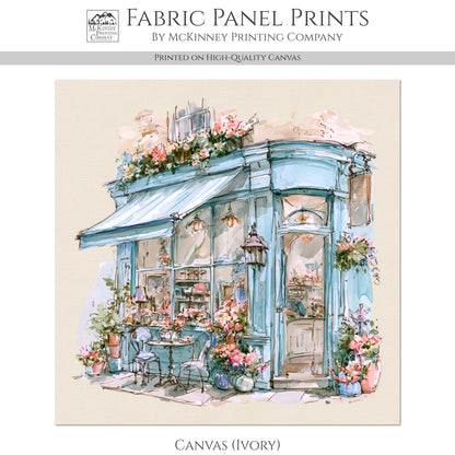 Shabby Art Boutique Shop - Shabby Chic Fabric, Paris Watercolor, Village, French Country, Quilt Block, Cotton, Quilting