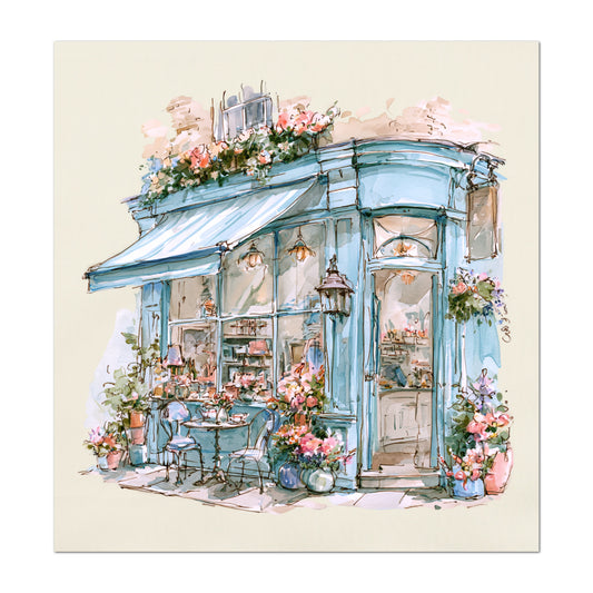 Shabby Art Boutique Shop - Shabby Chic Fabric, Paris Watercolor, Village, French Country, Quilt Block, Cotton, Quilting