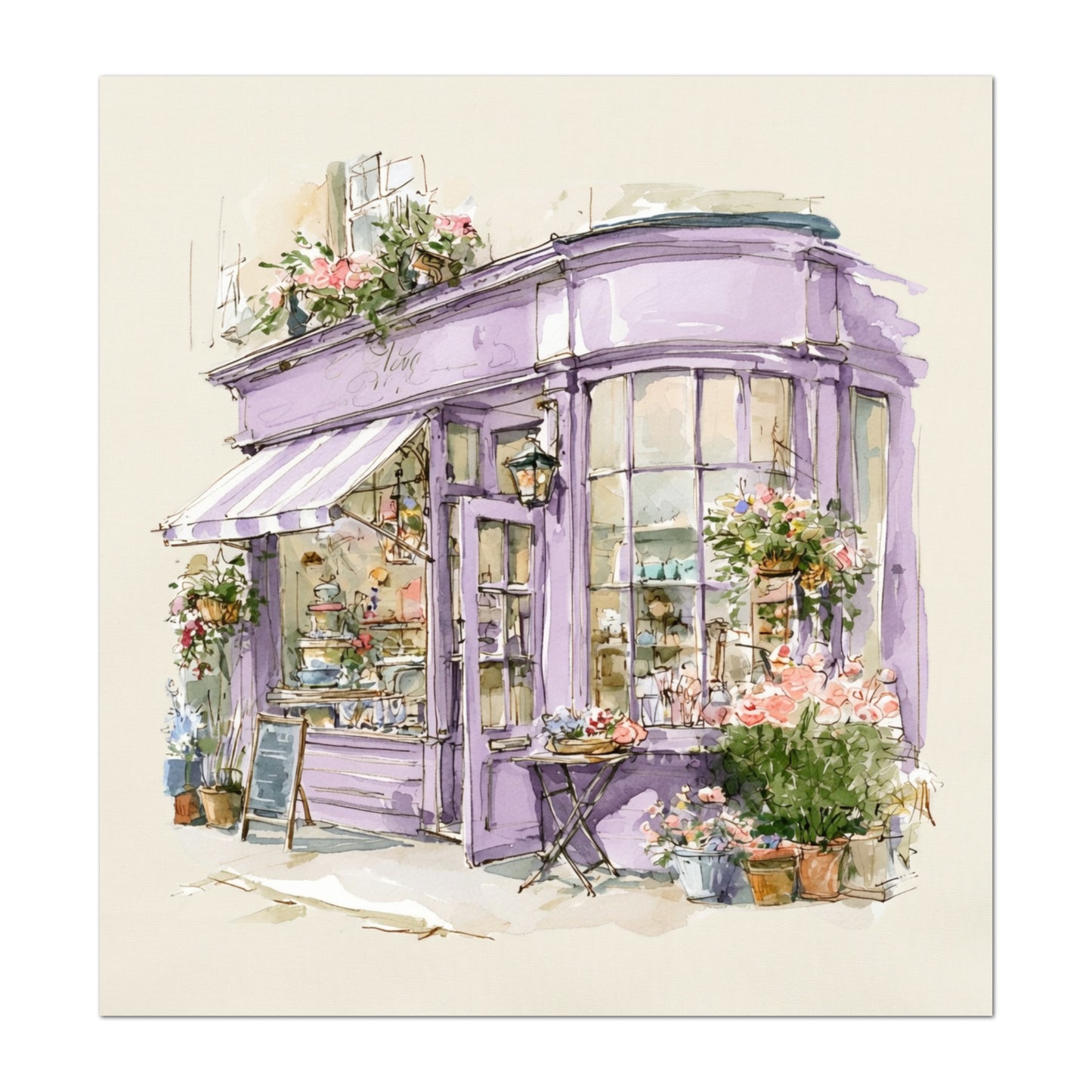 Shabby Art Boutique Shop - Shabby Chic Fabric, Paris Watercolor, Village, French Country, Quilt Block, Cotton, Quilting