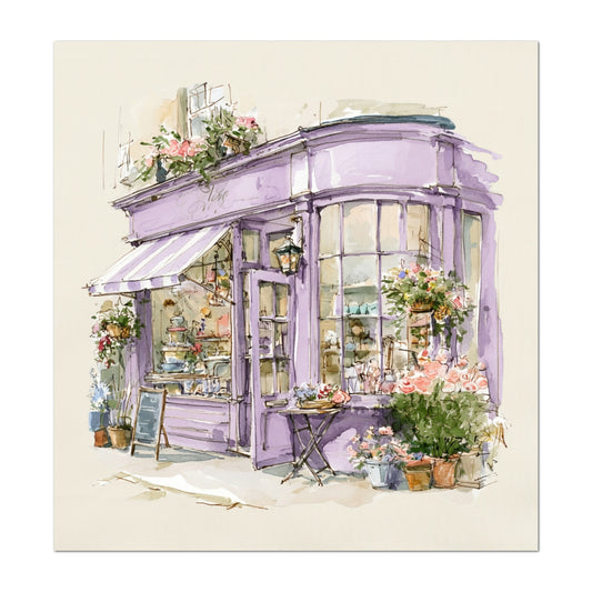 Shabby Art Boutique Shop - Shabby Chic Fabric, Paris Watercolor, Village, French Country, Quilt Block, Cotton, Quilting