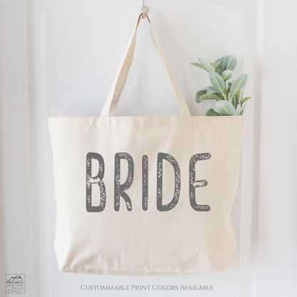 Bride Tote Bag, Bachelorette Travel Tote, Canvas Tote Bag with Zipper, Large