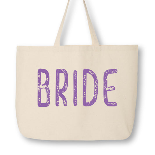 Bride Tote Bag, Bachelorette Travel Tote, Canvas Tote Bag with Zipper, Large 