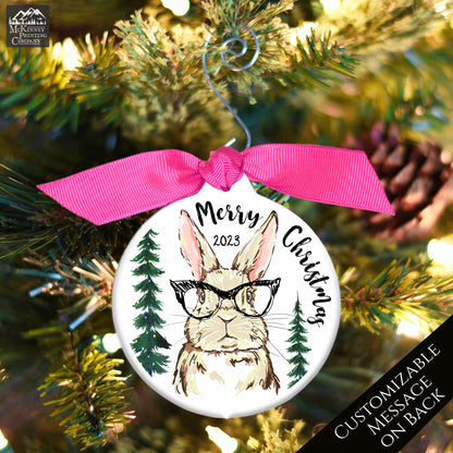 Rabbit Ornament - Bunny Lover Gift, Ceramic, Christmas, Custom