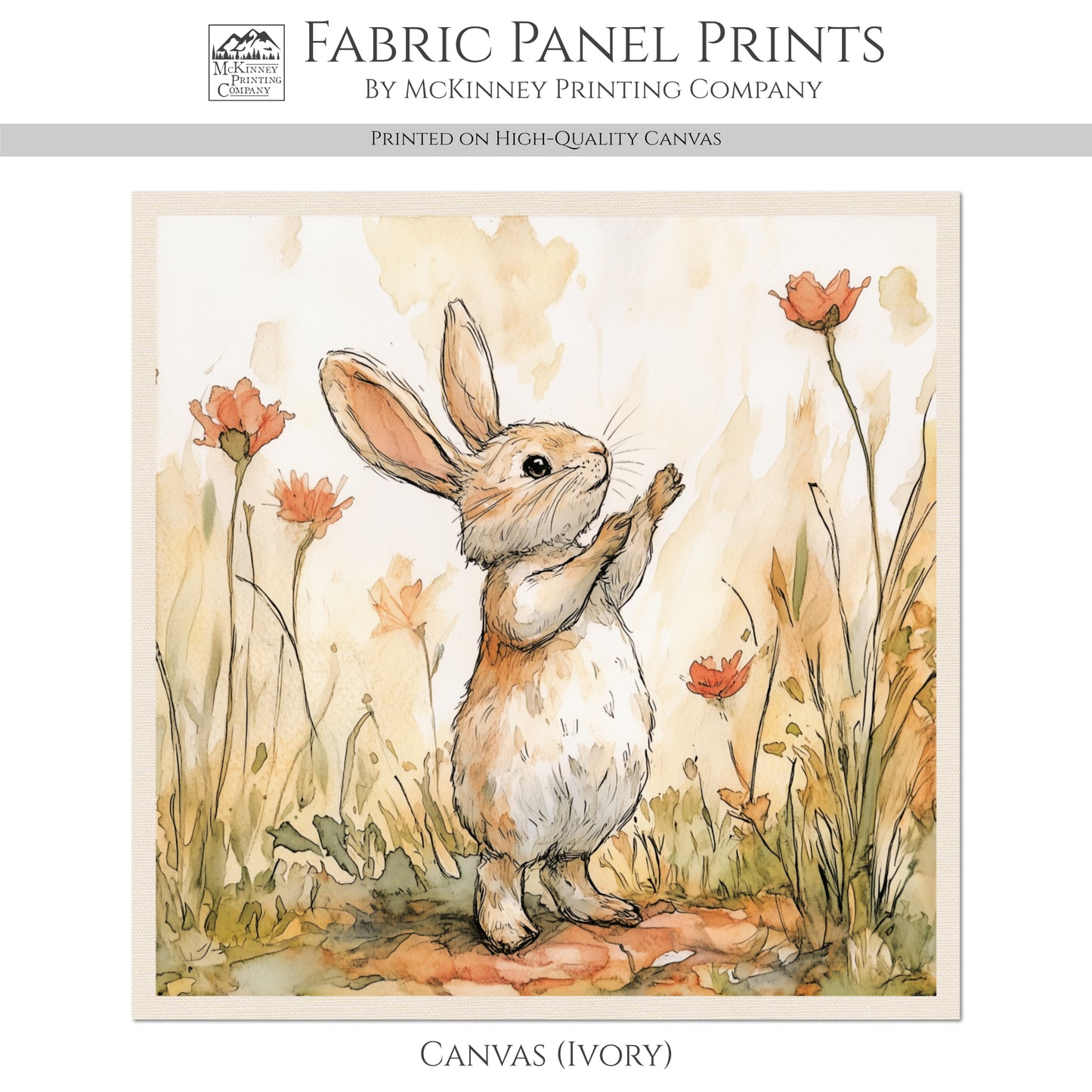 Bunny Fabric - Beatrix Potter Fabric, Baby Fabric Panels, Rabbit, Nursery, Large Print Fabric, Block Print, Cotton, Quilting, Quilt