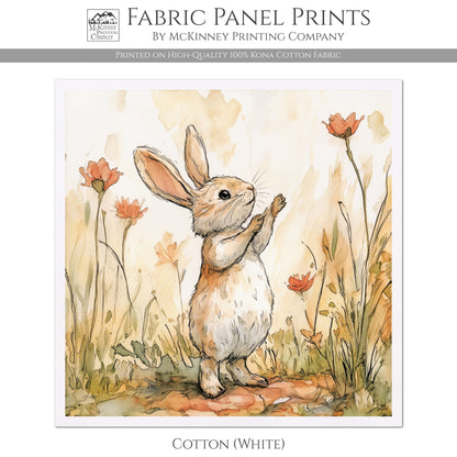 Bunny Fabric - Beatrix Potter Fabric, Baby Fabric Panels, Rabbit, Nursery, Large Print Fabric, Block Print, Cotton, Quilting, Quilt
