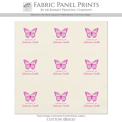 Quilt Labels - Butterfly Fabric, Handmade, Fabric Tags, Personalized, Custom, Quilting, Craft, Sewing