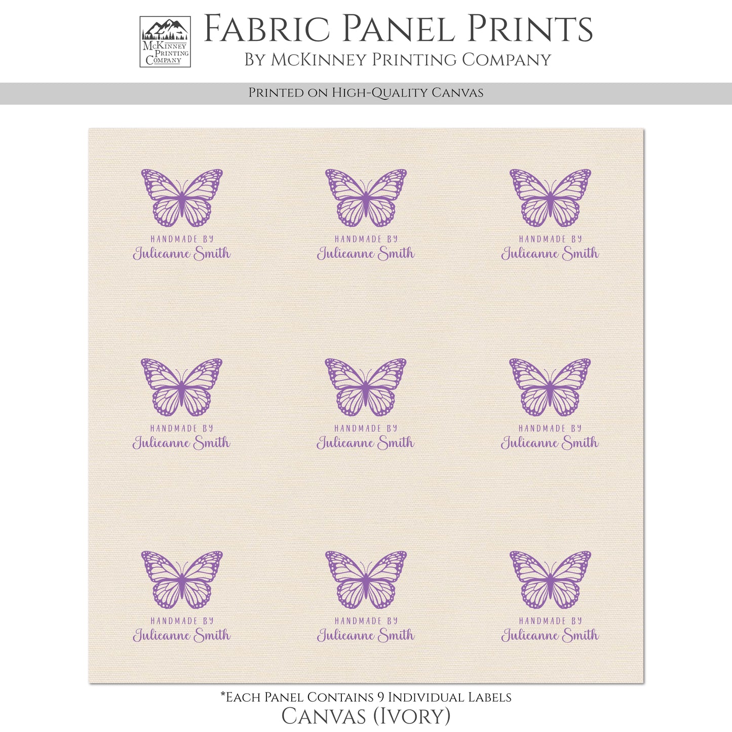 Quilt Labels - Butterfly Fabric, Handmade, Fabric Tags, Personalized, Custom, Quilting, Craft, Sewing