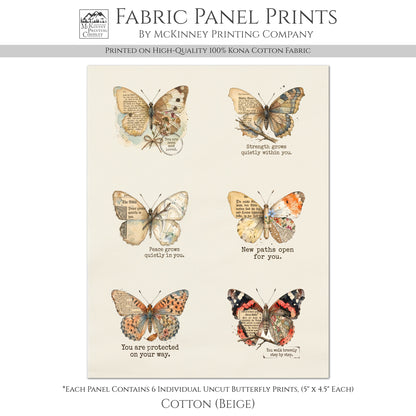 Butterfly Tags - Fabric Panel, Bible Verse, Christian, Quilt, Inspirational, Print, Cotton, Quilting, Crafts, Scrapbooking, Journal, Ephemera