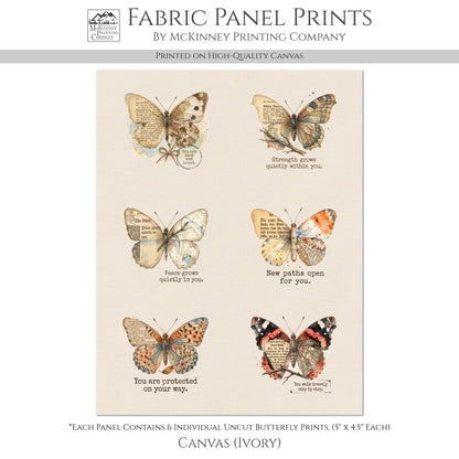 Butterfly Tags - Fabric Panel, Bible Verse, Christian, Quilt, Inspirational, Print, Cotton, Quilting, Crafts, Scrapbooking, Journal, Ephemera