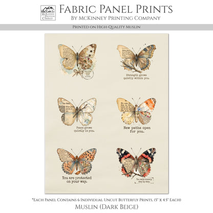 Butterfly Tags - Fabric Panel, Bible Verse, Christian, Quilt, Inspirational, Print, Cotton, Quilting, Crafts, Scrapbooking, Journal, Ephemera