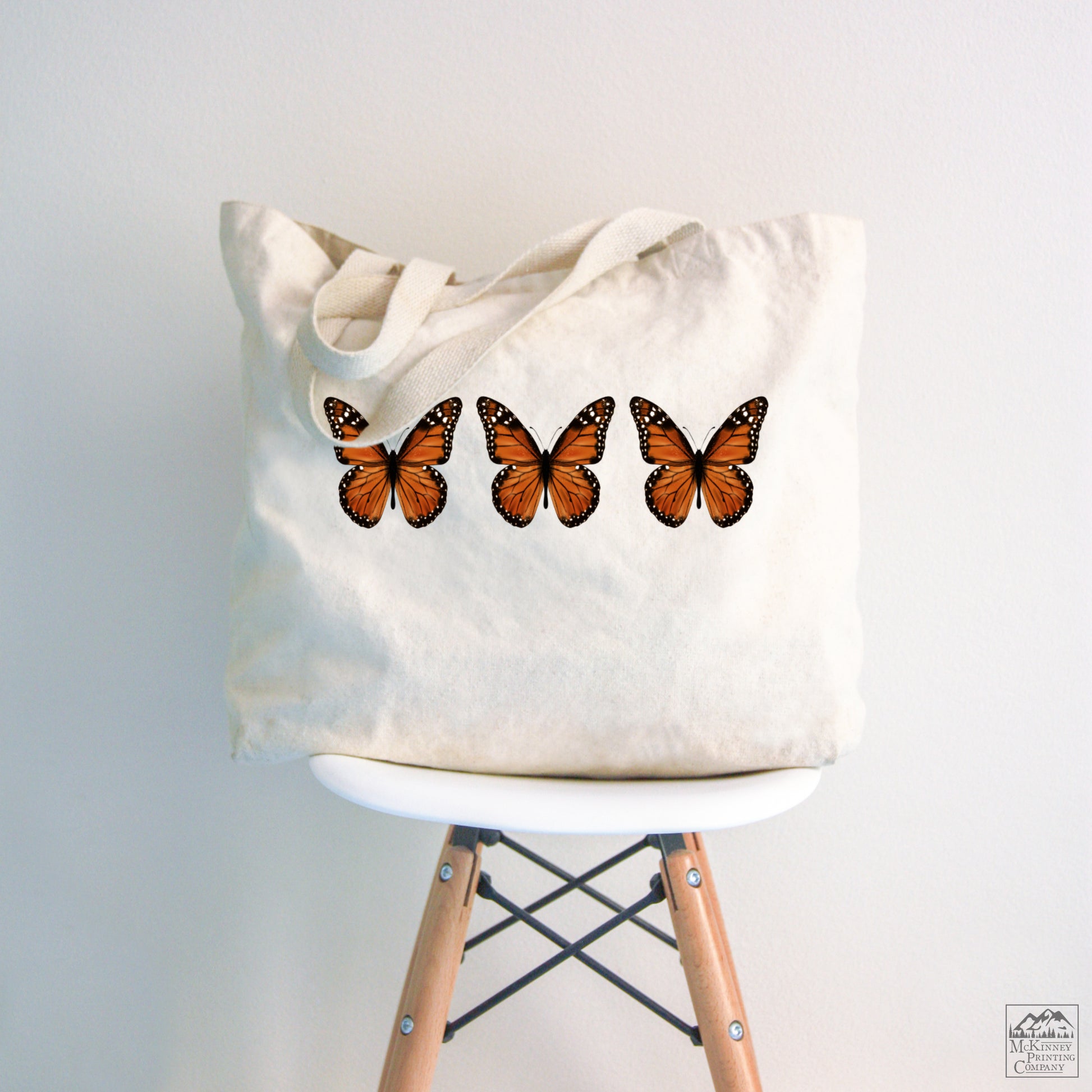 Cute Canvas Tote Bag, Butterflies, Tote Bag with Zipper, Fabric Shoulder Bag