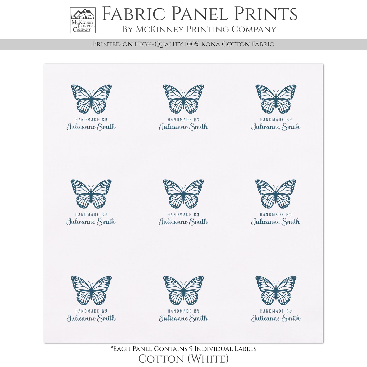 Quilt Labels - Butterfly Fabric, Handmade, Fabric Tags, Personalized, Custom, Quilting, Craft, Sewing