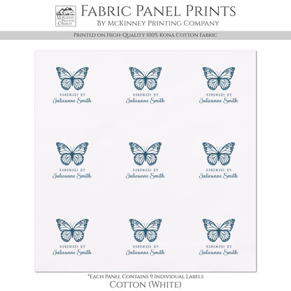 Quilt Labels - Butterfly Fabric, Handmade, Fabric Tags, Personalized, Custom, Quilting, Craft, Sewing