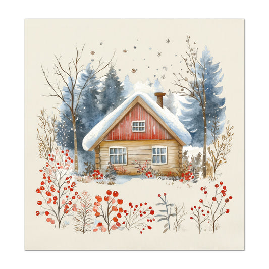 Christmas Fabric Panels - Christmas Village, House, Cabin, Woodland, Cotton, Wall Art, Large Print, Block Print, Cotton, Quilting, Quilt, Sewing