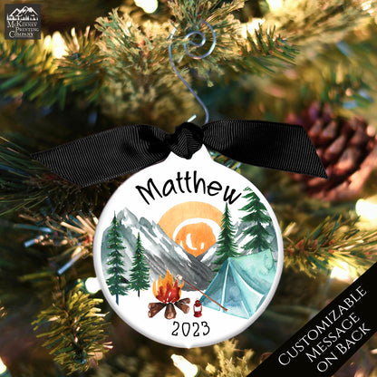 Camping Ornament - Personalized Name, Camper, Outdoor Christmas Gift