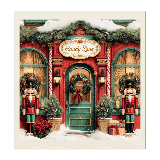 Christmas Fabric Panel - Christmas Village, Store, Holliday, Nutcracker, Candy Cane, Quilt Block, Cotton, Quilting, Wall Art