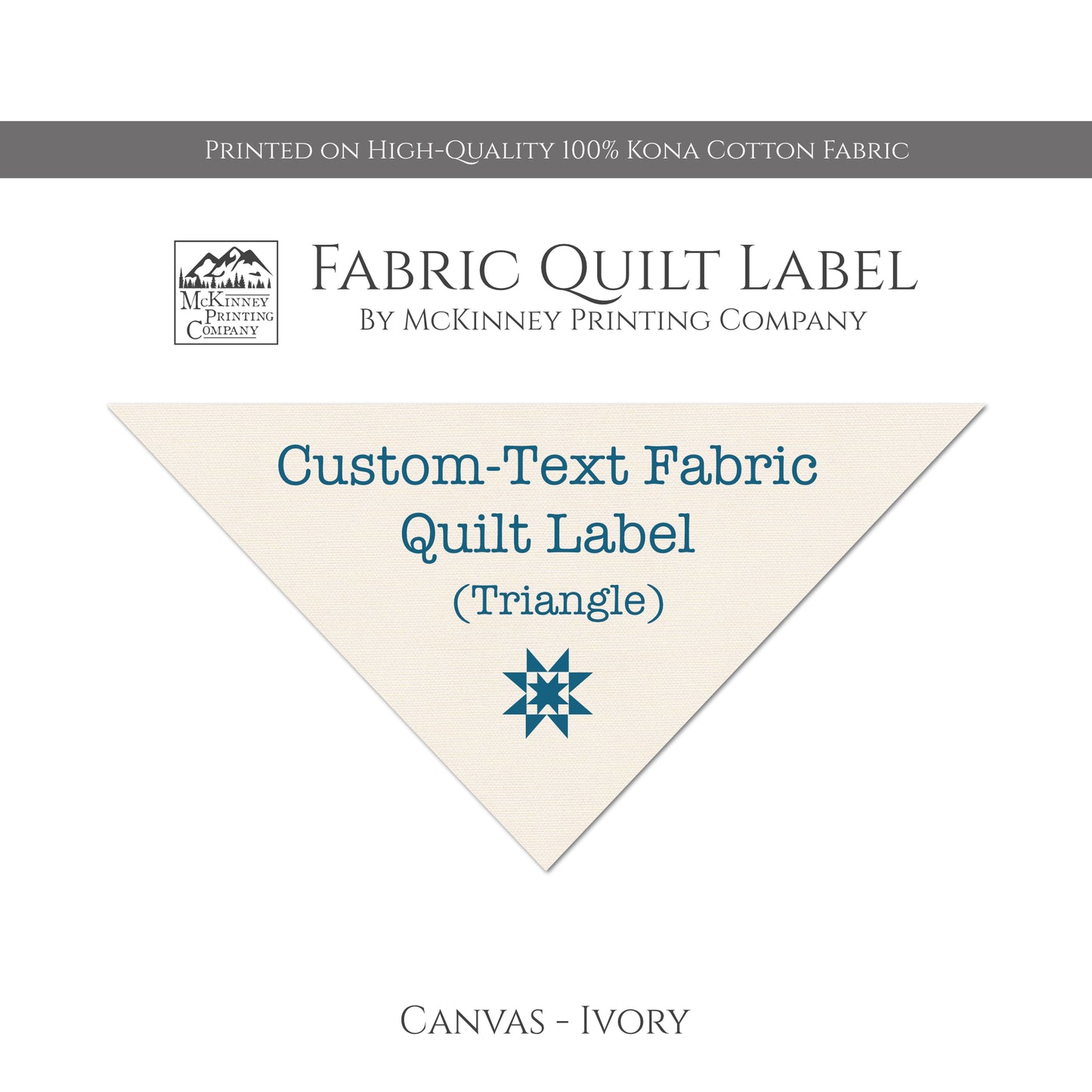 Quilt Label - Custom Text, Triangle, Tag, Quilt Labels, Blanket, Pillow, Crafts, Cotton, Muslin, Canvas, Personalized
