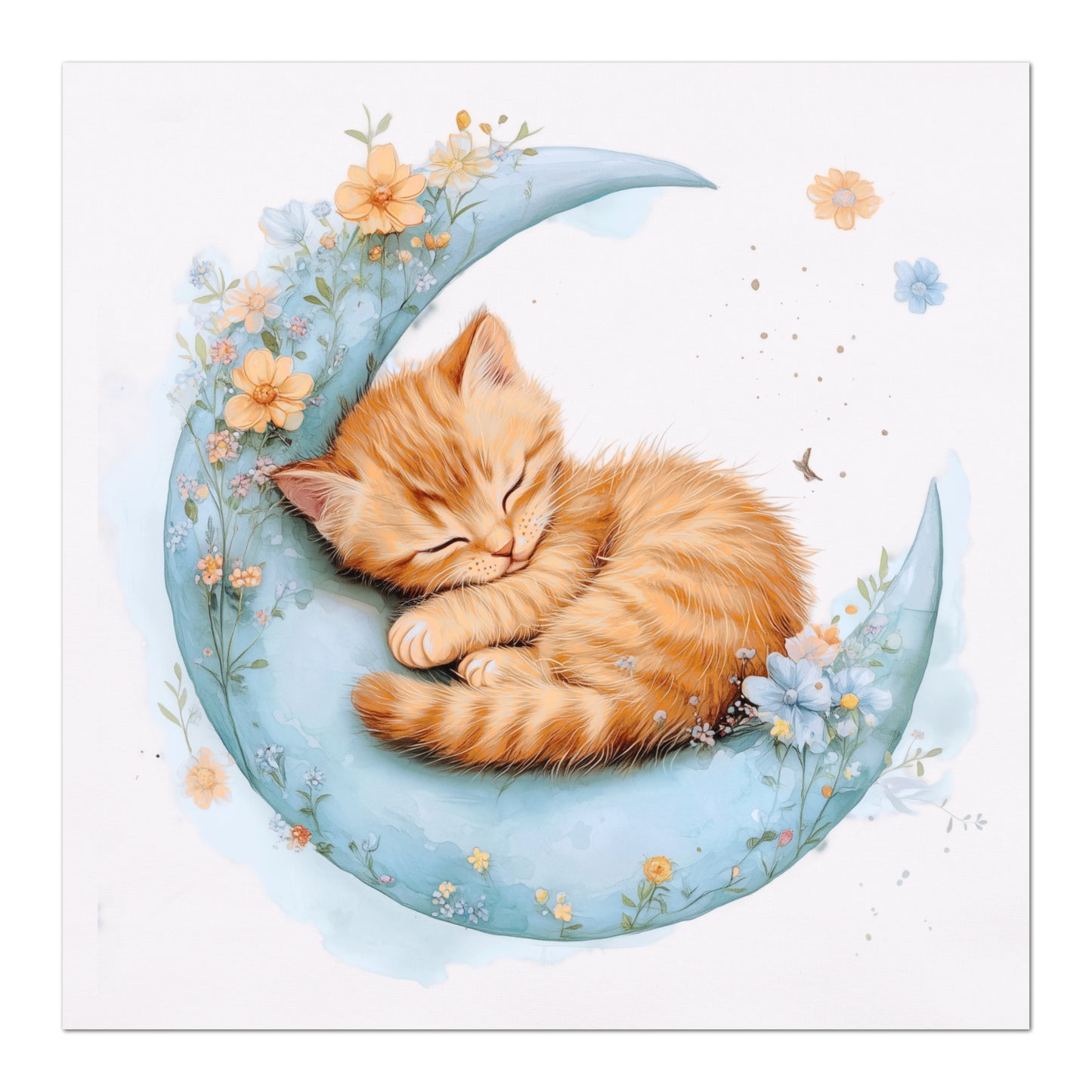 Cat Fabric - Baby Fabric Panels, Kitten, Canvas, Shower Gift, Nursery Décor, Quilt Block, Wall Art, Cotton, Quilting