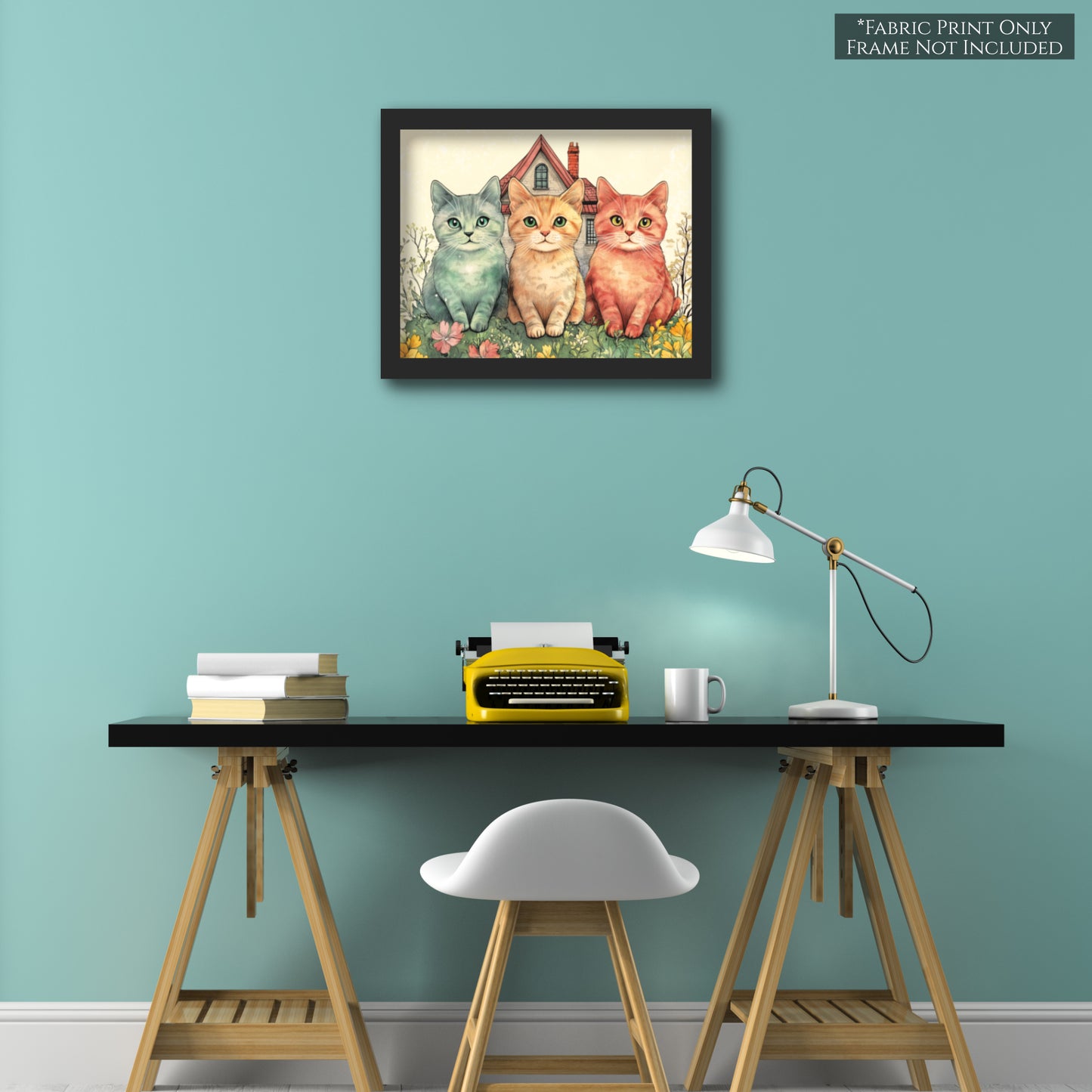 Cat Fabric - Spring Fabric Panel, Floral, Cat Mom, Street Cats, Cotton, Canvas, Quilt Block, Wall Art