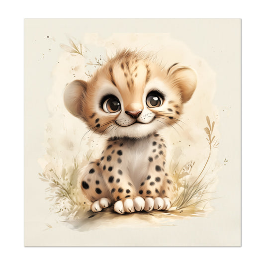 Cheetah Fabric - Baby Fabric Panels, Jungle, Leopard, Animal, Nursery Décor, Quilt Block, Wall Art, Cotton, Quilting