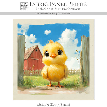 Farm Animal Fabric - Chicken Fabric, Baby Fabric Panels, Cotton, Nursery Décor, Infant, Quilt Block, Wall Art, Quilting, Sewing