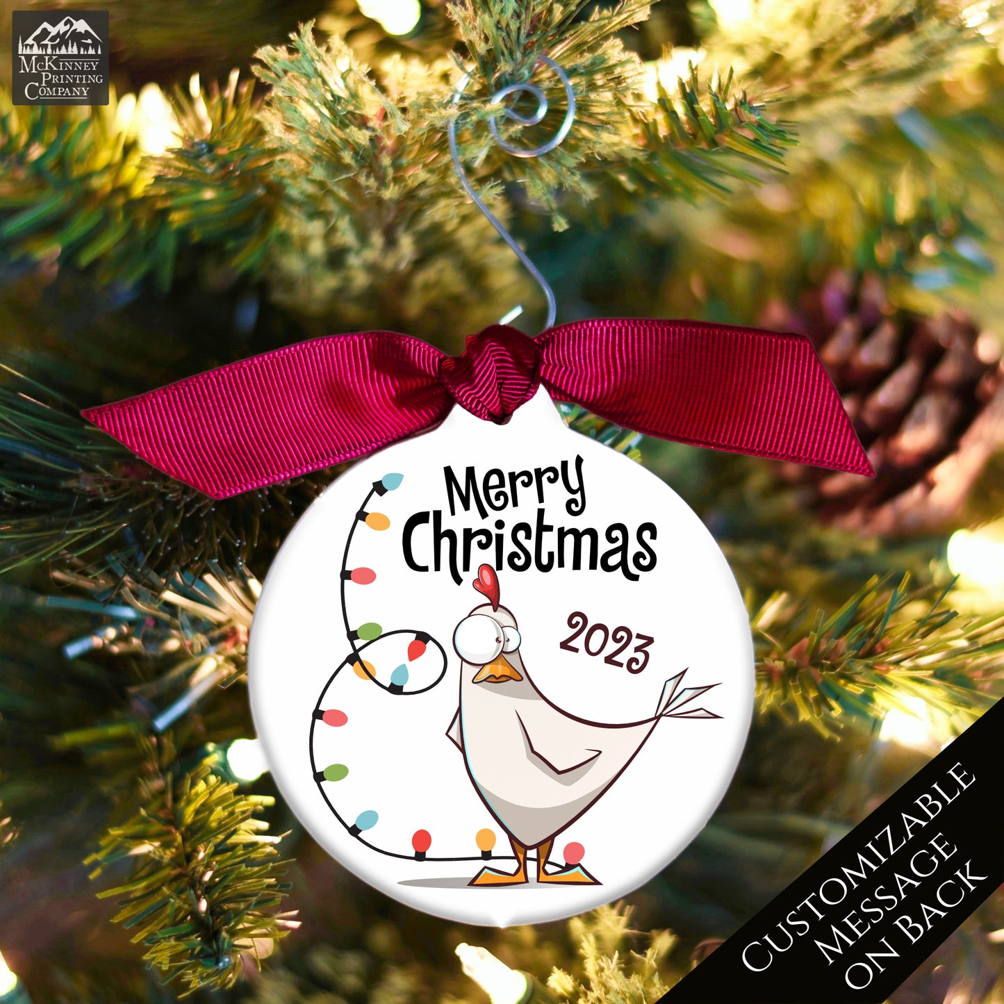 Chicken Ornament - Rooster, Christmas Tree Décor, Custom Gift, Farm