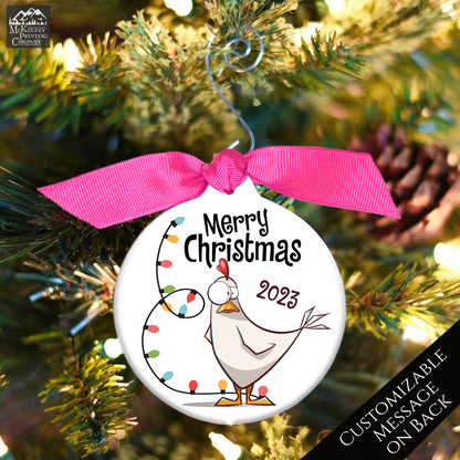 Chicken Ornament - Rooster, Christmas Tree Décor, Custom Gift, Farm
