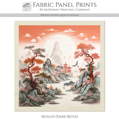 Chinoiserie Fabric - Red, Botanical, Asian, Chinese, Floral, Décor, Wall Art, Block Print, Cotton, Quilting, Sewing
