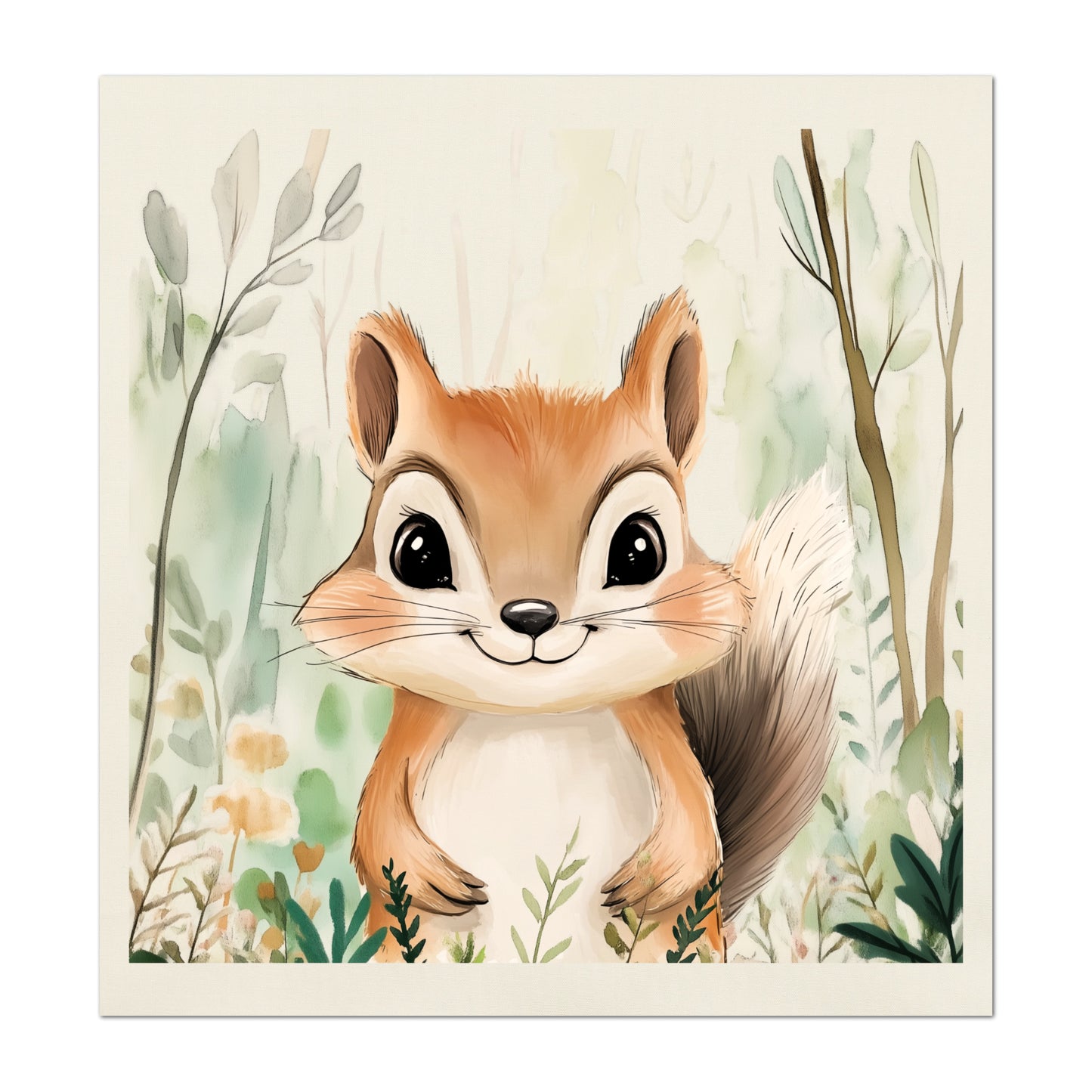 Woodland Animal Fabric - Chipmunk, Baby Fabric Panels, Forest, Nursery Décor, Quilt Block, Wall Art, Cotton, Quilting