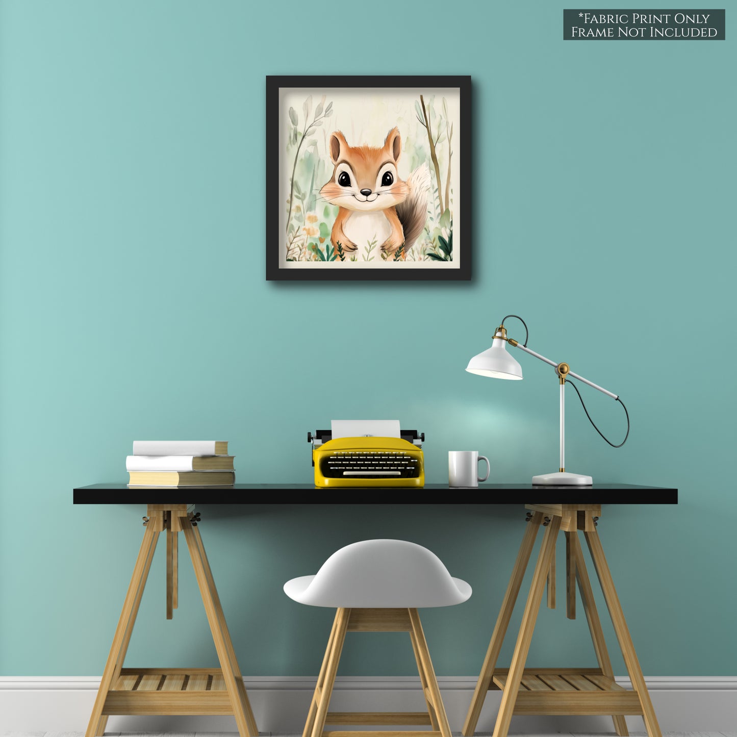 Woodland Animal Fabric - Chipmunk, Baby Fabric Panels, Forest, Nursery Décor, Quilt Block, Wall Art, Cotton, Quilting